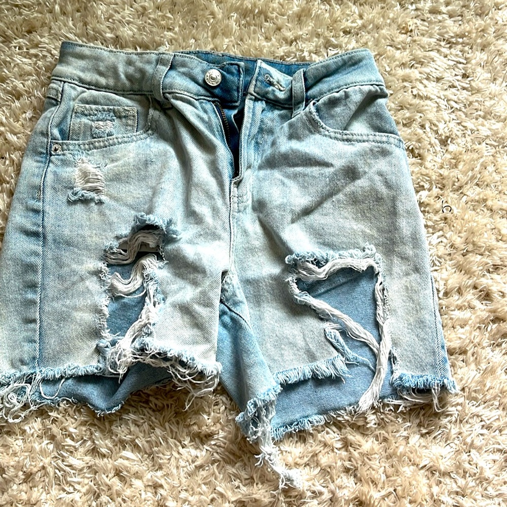 Light blue denim shorts